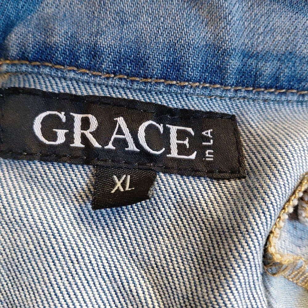 Grace in LA Light Blue Denim Vest Sz XL - Picture 4 of 10